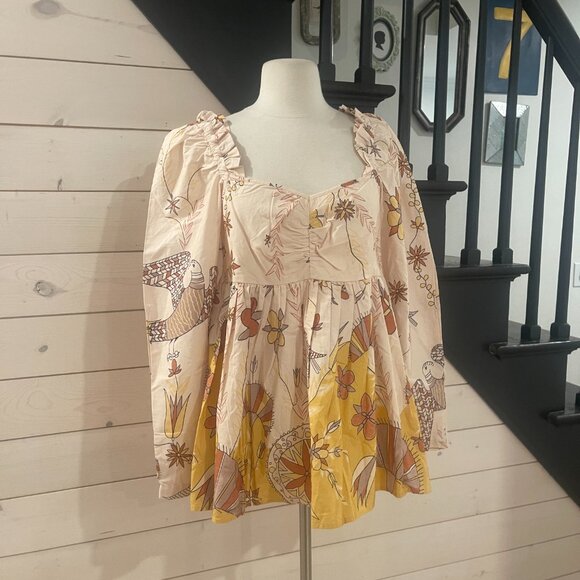 02 Anthropologie Let Me Be poplin babydoll blouse NWT Size Medium - Picture 11 of 11